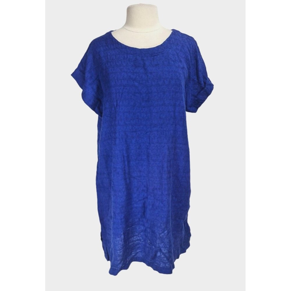 Soft Surrounding Women Size M Blue Purple Mini Pencil Shirt Dress Crew Neck 236P